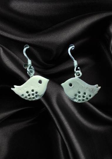 Silver Bird Hook Earrings image 0